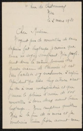 Letter to Philip Zilcken