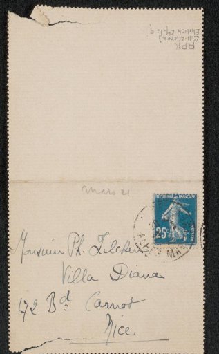 Letter to Philip Zilcken