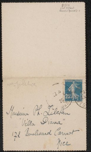 Letter to Philip Zilcken