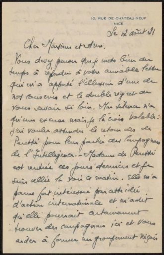 Letter to Philip Zilcken