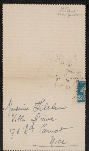 Letter to Philip Zilcken