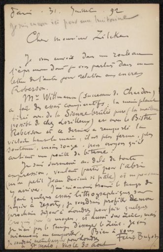 Letter to Philip Zilcken