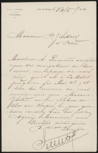 Letter to Philip Zilcken