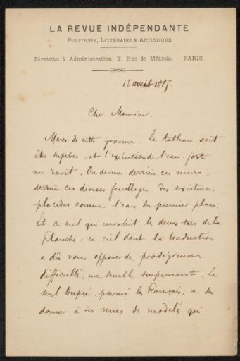Letter to Philip Zilcken