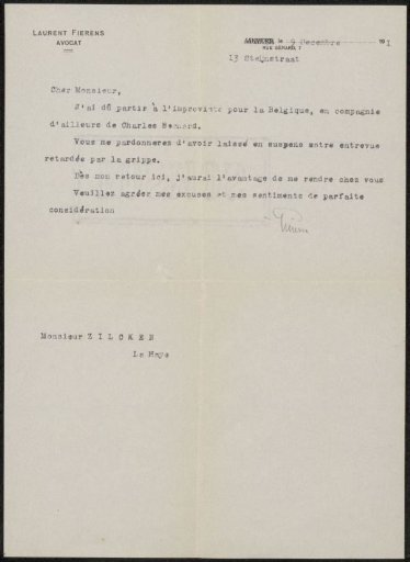 Letter to Philip Zilcken