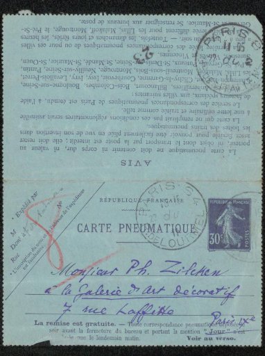Postcard to Philip Zilcken