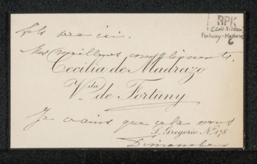 Calling card for Philip Zilcken