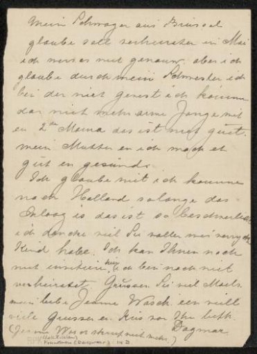 Letter to Renée Hélène Laure Zilcken