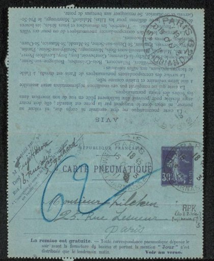 Postcard to Philip Zilcken