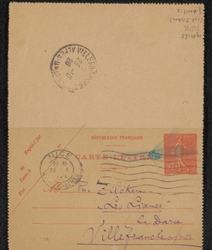Letter to Philip Zilcken