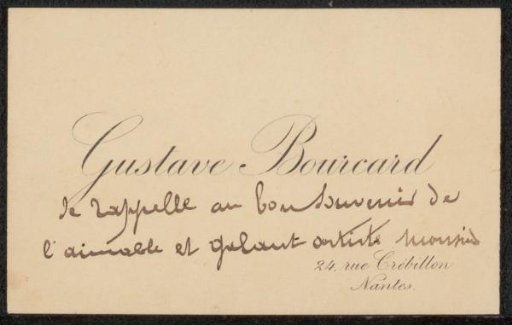 Calling card to Philip Zilcken