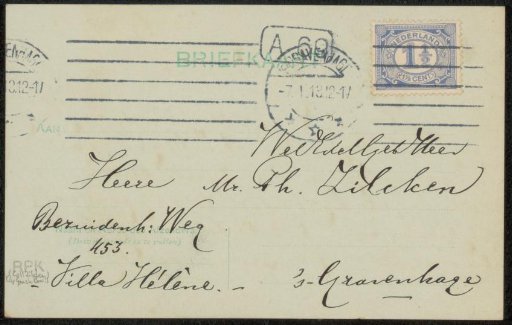 Postcard to Philip Zilcken