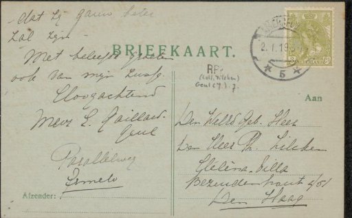 Postcard to Philip Zilcken