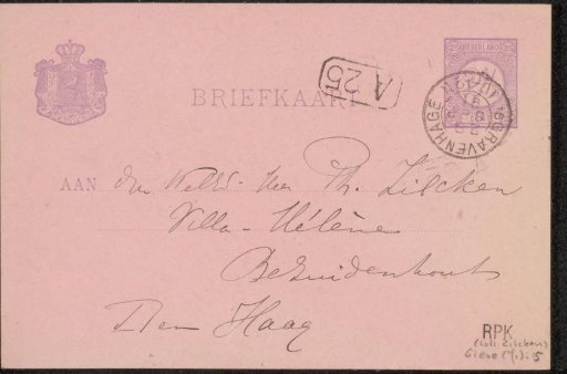 Postcard to Philip Zilcken