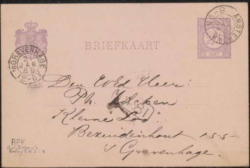 Postcard to Philip Zilcken