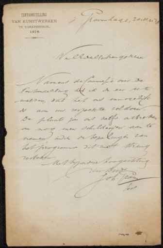 Letter to Philip Zilcken