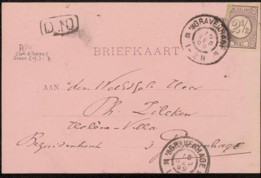 Postcard to Philip Zilcken