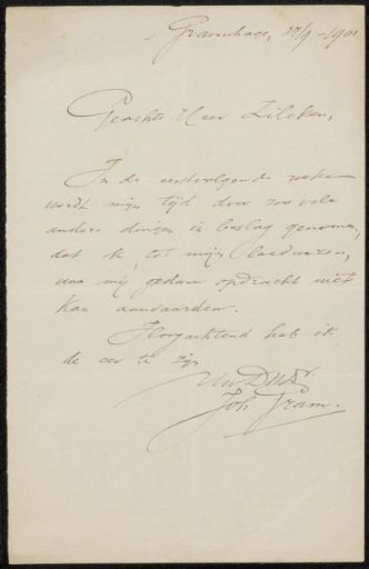 Letter to Philip Zilcken