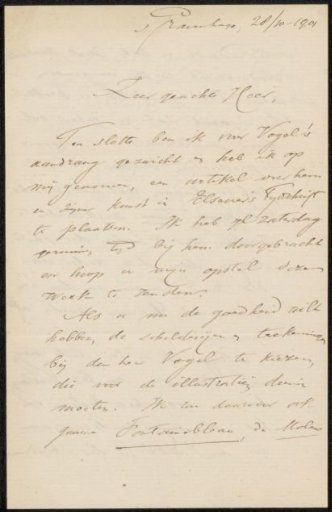 Letter to Philip Zilcken