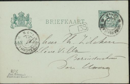 Postcard to Philip Zilcken