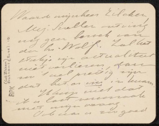 Letter to Philip Zilcken