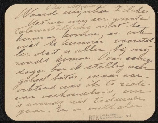 Letter to Philip Zilcken