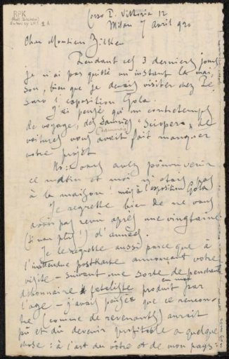 Letter to Philip Zilcken