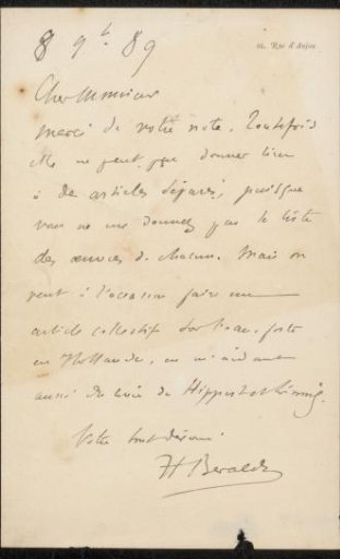 Letter to Philip Zilcken
