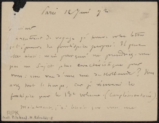 Letter to Philip Zilcken