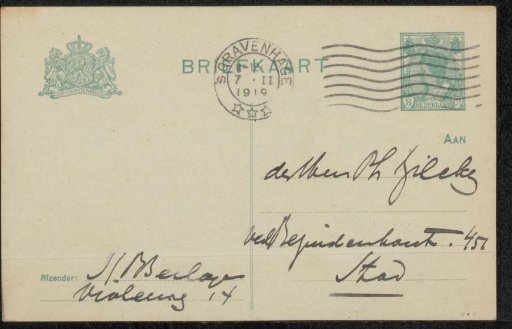Postcard to Philip Zilcken