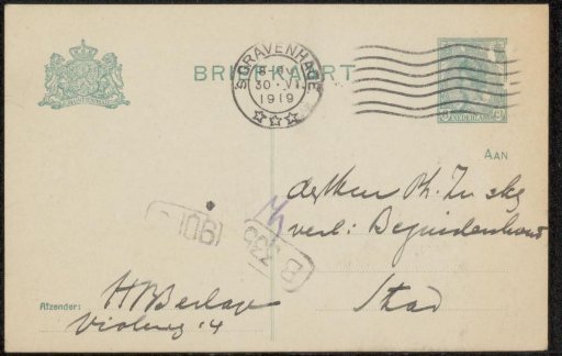 Postcard to Philip Zilcken