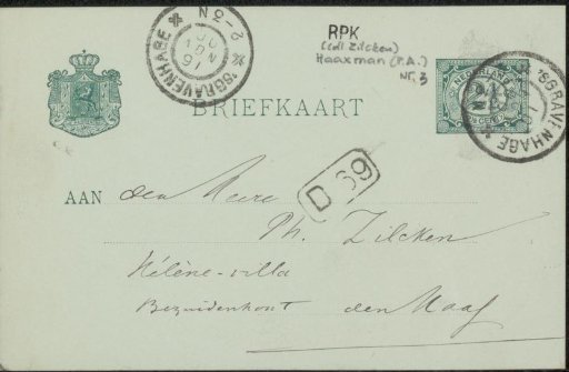 Postcard to Philip Zilcken