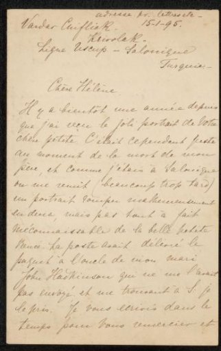 Letter to Helène Lambertine Hauzeur