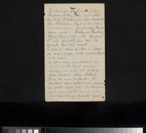 Letter to Hélène Lambertine Hauzeur