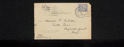 Postcard to Philip Zilcken
