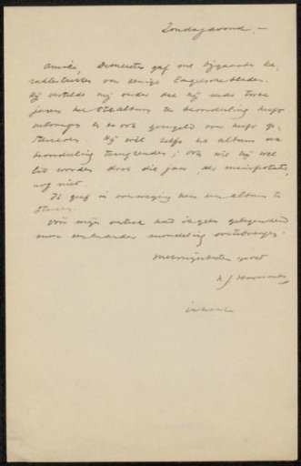 Letter to Philip Zilcken