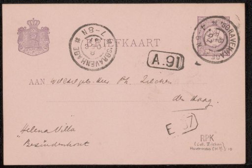 Postcard to Philip Zilcken