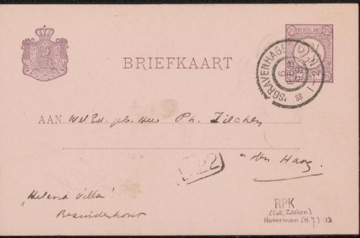 Postcard to Philip Zilcken