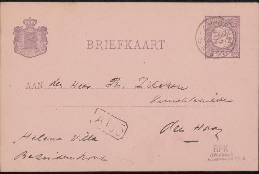 Postcard to Philip Zilcken