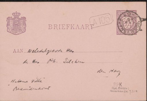 Postcard to Philip Zilcken