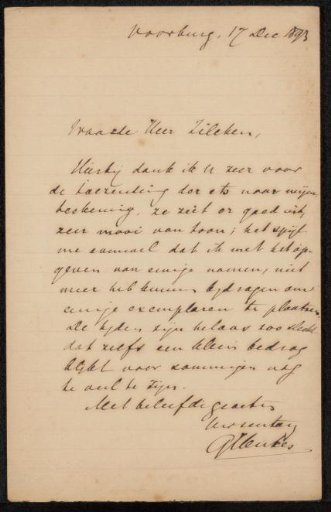 Letter to Philip Zilcken