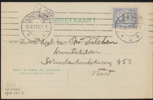 Postcard to Philip Zilcken