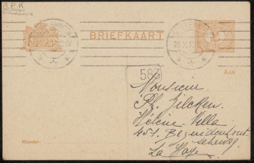 Postcard to Philip Zilcken