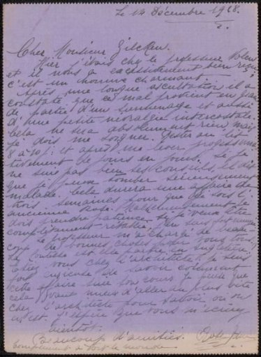 Letter to Philip Zilcken