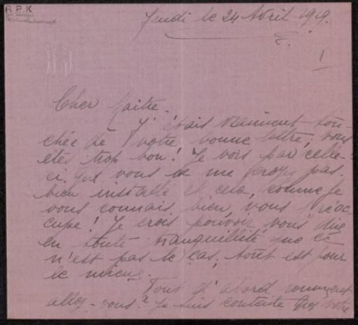 Letter to Philip Zilcken