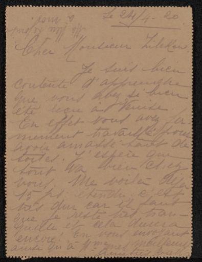 Letter to Philip Zilcken