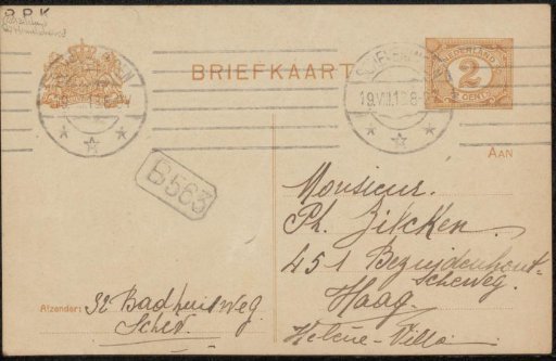 Postcard to Philip Zilcken
