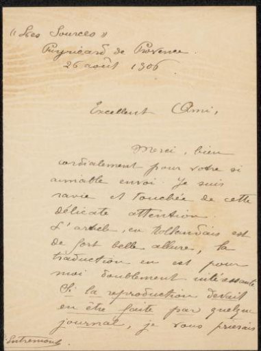 Letter to Philip Zilcken