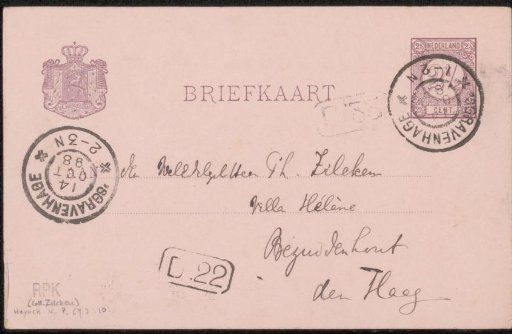 Postcard to Philip Zilcken