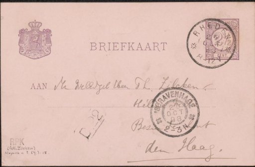 Postcard to Philip Zilcken